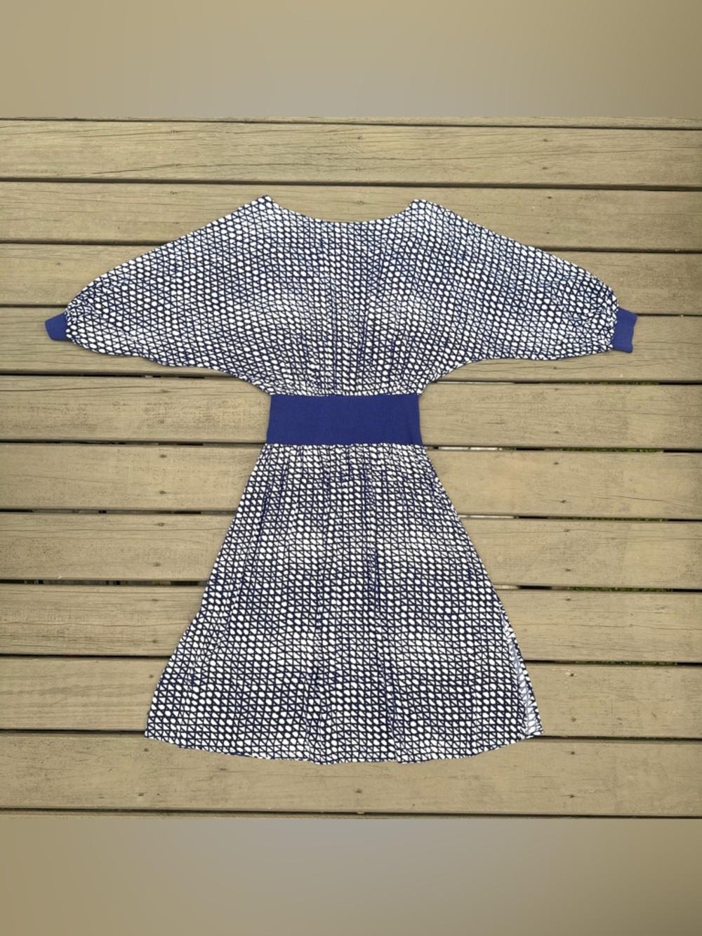 Maeve by Anthropologie Gemma Blue and White Geometric Print Dress size S - Picture 10 of 16